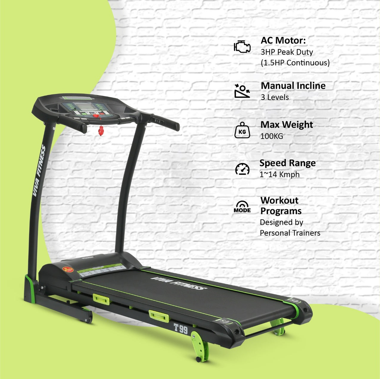 Viva Fitness T-99 Motorized Treadmill for Home use | Viva-fitness-in